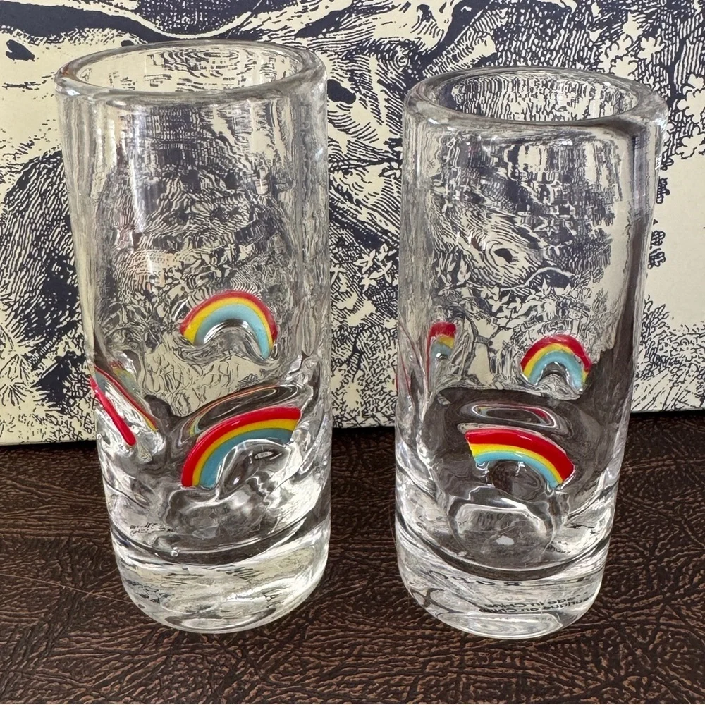 Anthropologie icon shot glass rainbows set